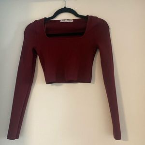 Burgundy knit crop top